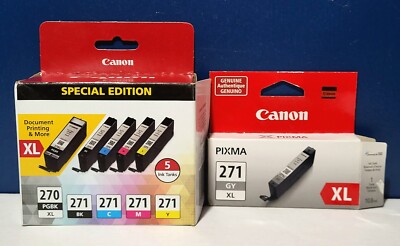 NEW Lot Of 6 Genuine Canon PGI-250 PGBK XL CLI-271 BK/C/M/Y/GY XL Ink Cartridge