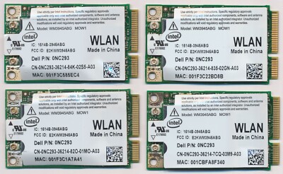 LOT (4) Dell Intel NC293 802.11 b/g 3945ABG 54G Mini-PCi Express Wireless Cards