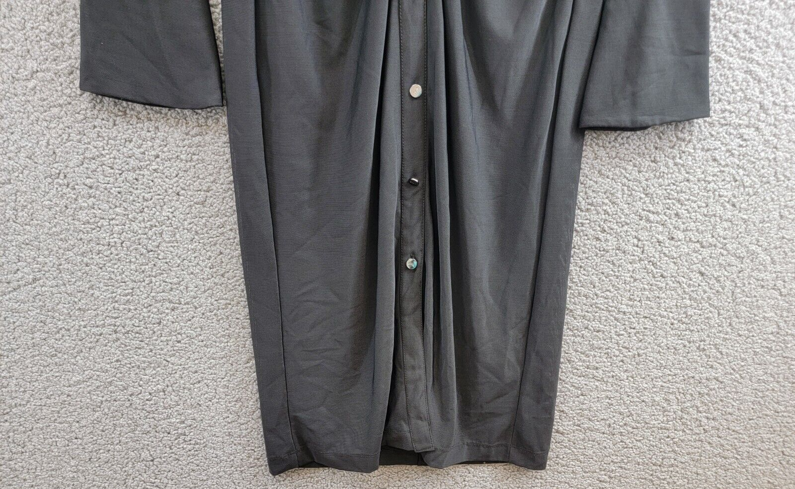 DKNY Collared Mesh-Sleeve Button-Up Shirtdress Women's 2 Black Button/Zip L/S - Picture 4 of 17