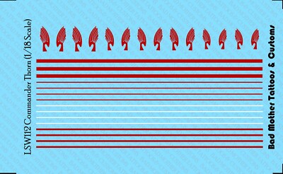 1/18 Scale: Star Wars Clone Commander Thorn Helmet wings Set - Waterslide Decals