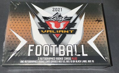 2021 Leaf Valiant Football Hobby Box Sealed 3 Autos Plus BGS Slab Per Box