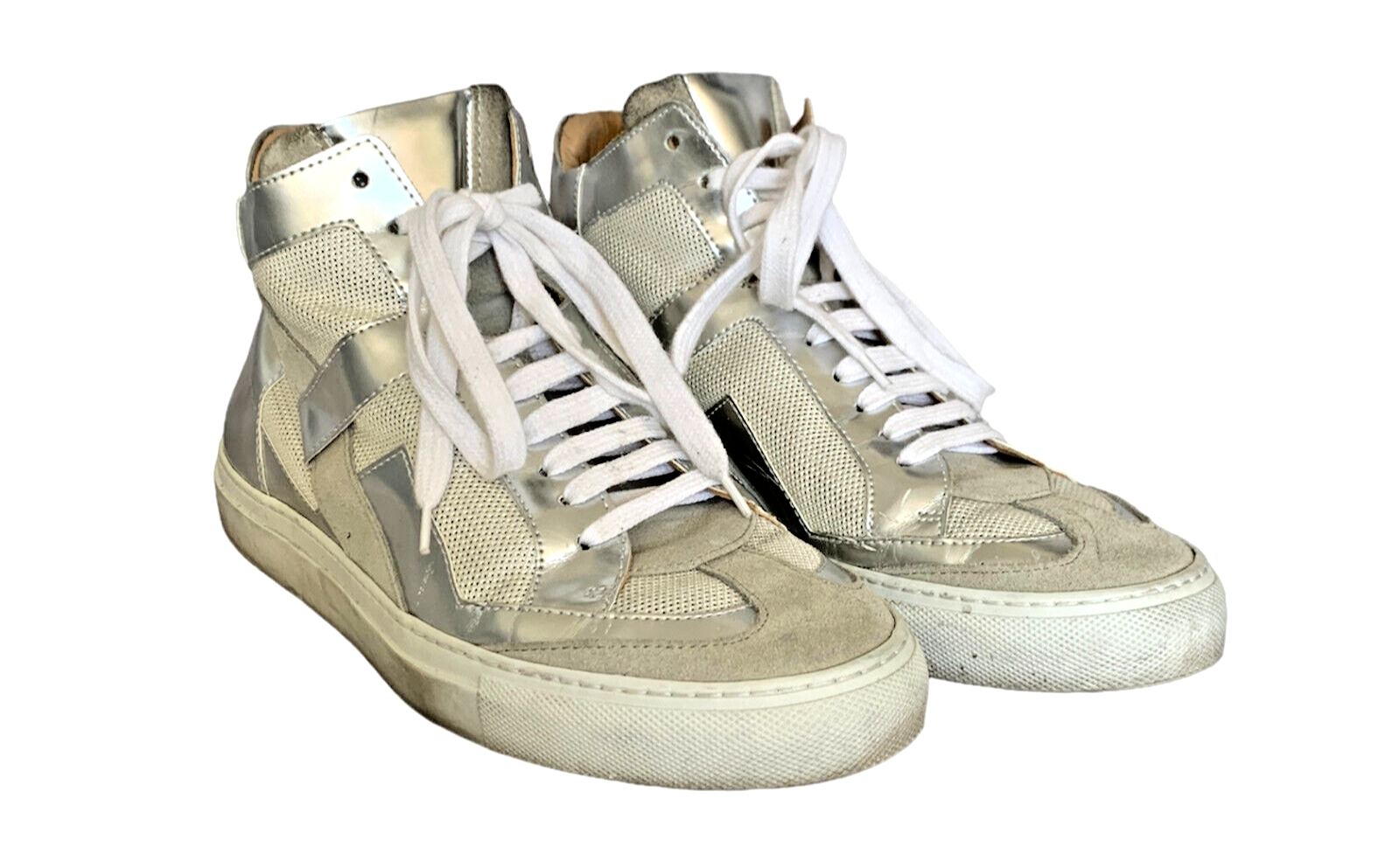 Martin Margiela MM6 High Top Lace-up Silver Sneakers Womens Martin Margiela MM6 High Top Lace-up Silver Sneakers Womens