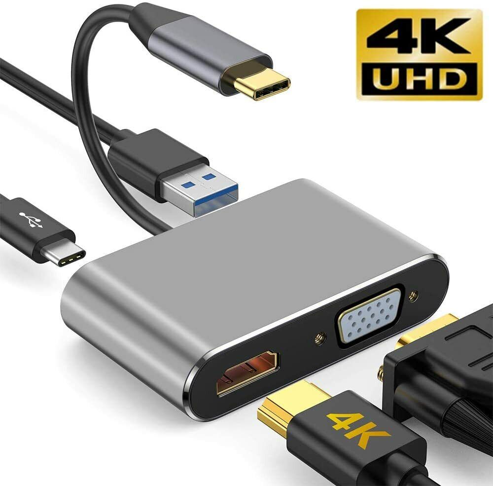 4 in 1 Type C To HDMI cable/adapter 4k*2k Type C To HDMI VGA 3.0 USB C PD HUB