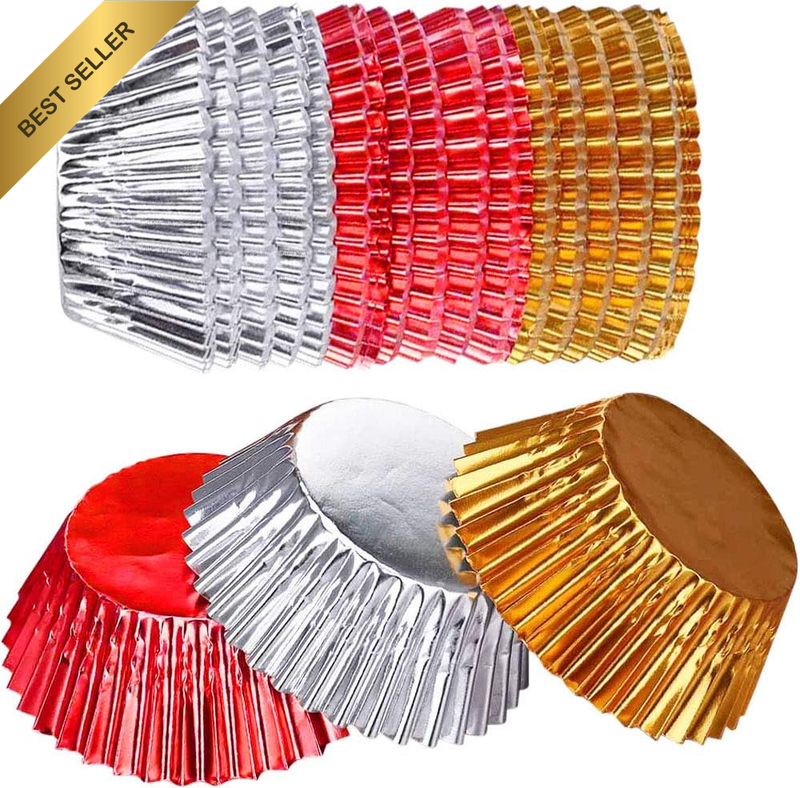 300 Count Foil Metallic Cupcake Liners Muffin Paper Case Baking Cups Standard Si