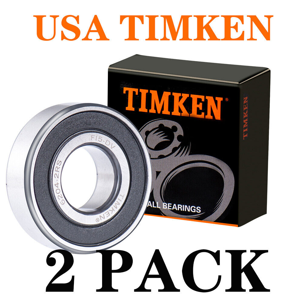 (2 PACK) USA TIMKEN 6204-2RS 20X47X14MM Double Rubber Seal B