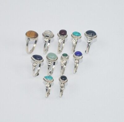 WHOLESALE 11PC 925 SOLID STERLING SILVER TURQUOISE AND MIX STONE RING LOT U651