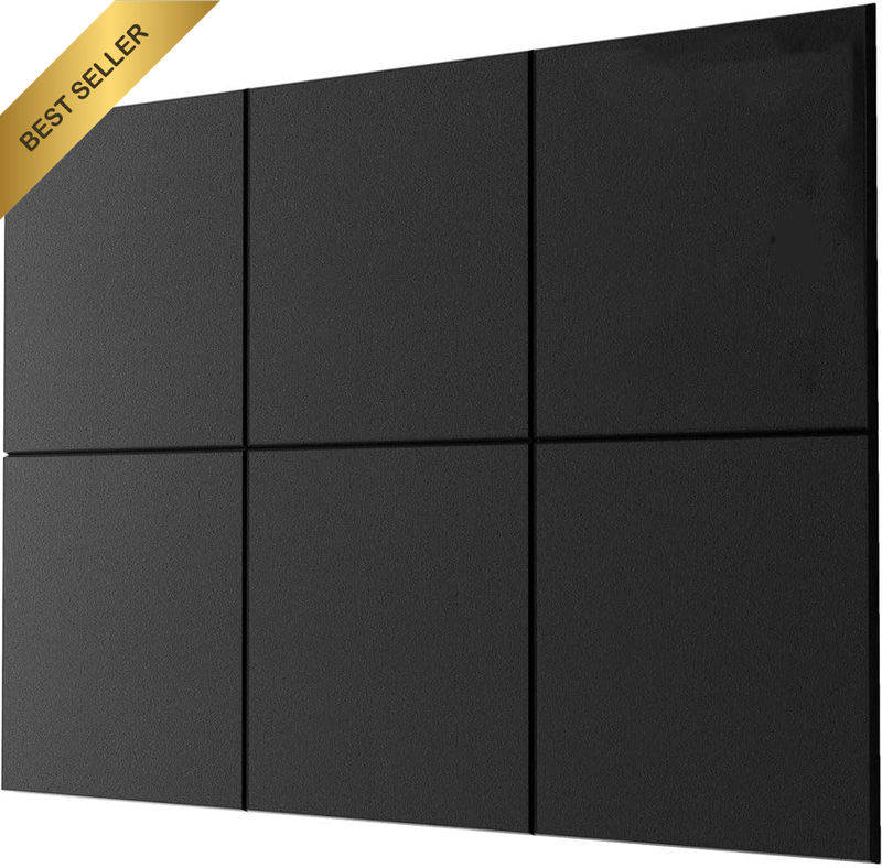 6 Pack Felt Bulletin Board Tiles 90 X 60Cm Black | 30 × 30Cm Modular Panels, DIY