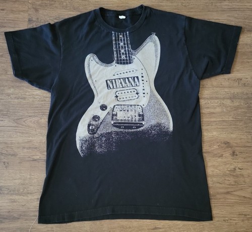 NIRVANA ギターデザイン Tシャツ M 2005 Nirvana Kurt Cobain Guitar Band Black T Shirt Size