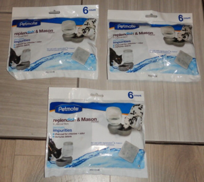 Petmate Replendish & Mason Charcoal Filters dogs 6 Count ~ LOT OF 3