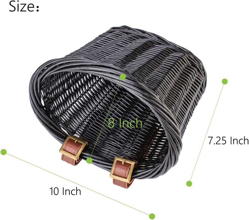 Bicycle Basket Front Handlebar Bike Basket, Wicker Bicycle Basket, 7 Inch Height