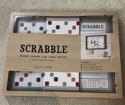 Scrabble Deluxe Vintage 2-in-1 Wall Edition w/ Dry Erase Message Note Board New