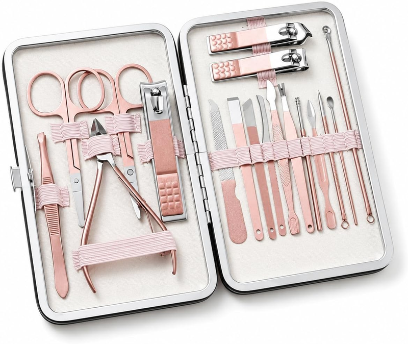 Nail Clippers Set 18-Piece Manicure Pedicure Grooming Kit, Stainless Steel Cutic