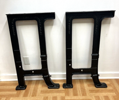 Vintage Industrial TABLE LEGS cast iron metal work bench ends set