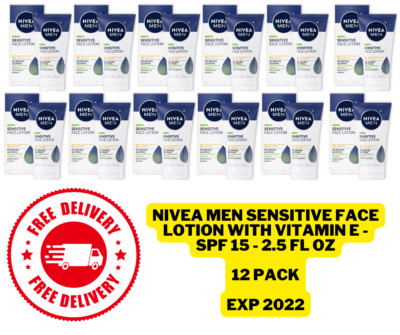 Nivea Men Sensitive Face Lotion, SPF 15, 2.5 oz | 12 Packs | ***READ*** 02/2022