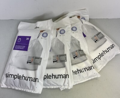 Simplehuman 6L Custom Fit Liners Code Size B Packs 1.6-Gallon X-Strong Qty of 4