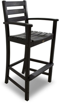 Outdoor Patio Bar Arm Chair 300 lb. Capacity Weather Resistant Plastic Black