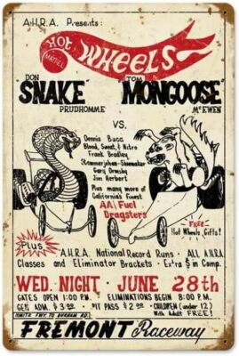 Snake vs Mongoose Vintage Tin Sign Plate Wall Plaque Decor 8 x 12 Inches 