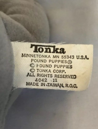 Pound Puppies Gray Dog Plush 7in Stuffed Animal Tonka Vintage Brown Spots