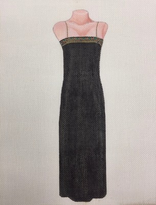 Black Formal Dress on Mannequin Needlepoint Canvas Design Size 3x10.5 Inches