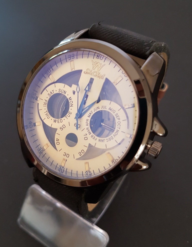 Orologio Polso Cassa Trasparente Uomo Analogico Quarzo Moderno Casual Nero lac