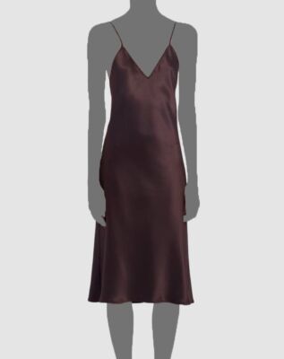 $1290 Jil Sander Women's Brown Silk Satin Midi Slip Dress Size 40
