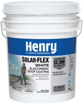 Henry Elastomeric Roof Coating Water-Based Acrylic Solar-Flex White 4.75-Gal.