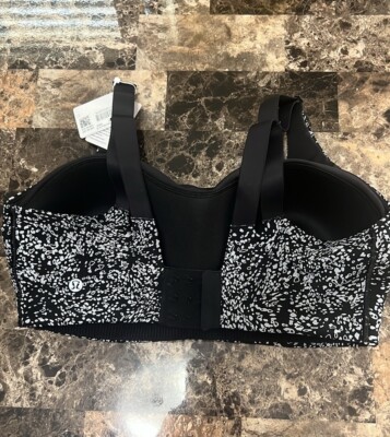 LULULEMON IN ALIGNMENT BRA BLACK AND WHITE COLOR SIZE 36DD NWT