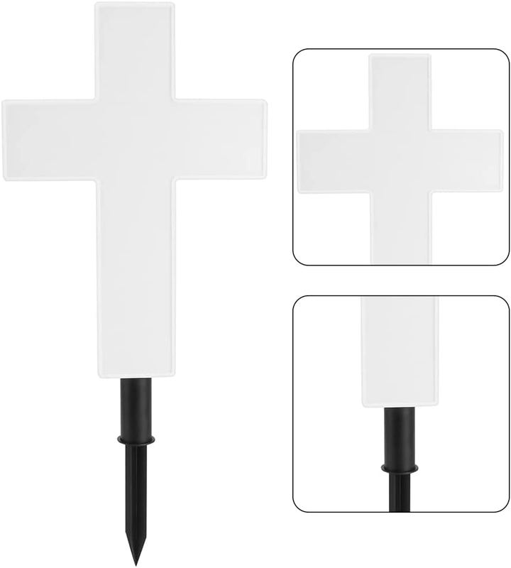 Solar Lighted Cross Grave Lighted White Garden Cross
