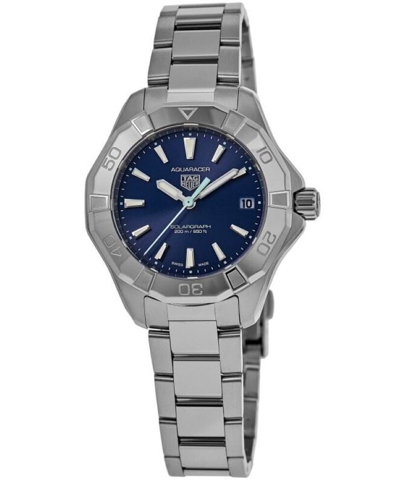 Pre-owned Tag Heuer Aquaracer Pro 200 Blue Dial Steel 34 Mm Ladies Watch Wbp1311.ba0005
