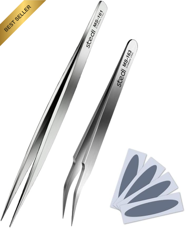 2PCS Precision Thickened Tweezers Set, Model Hobby Making Tools,Ultra-Precision