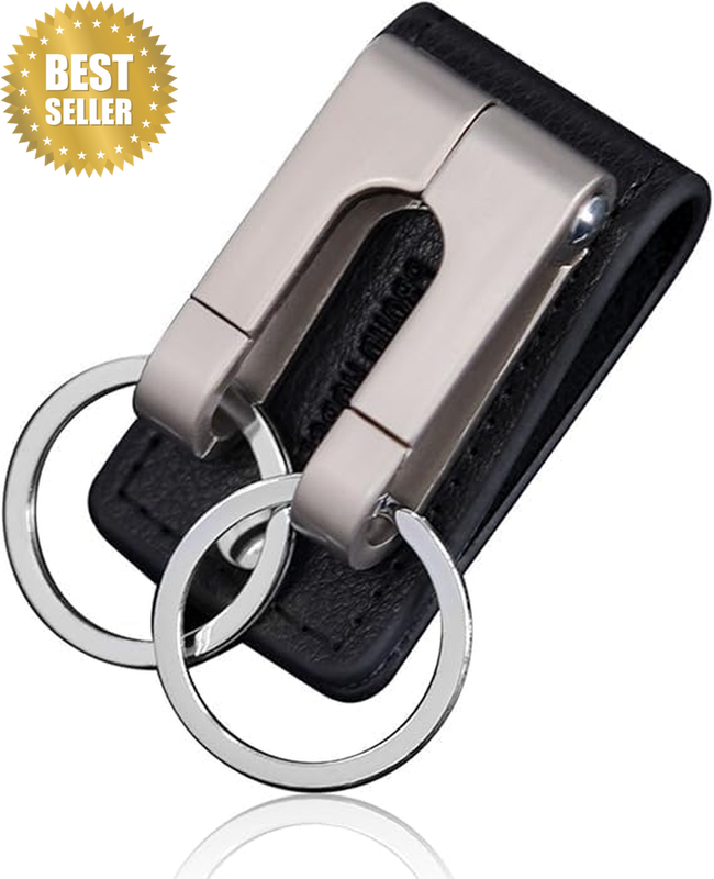 Belt Key Holder Clip for Pants Thin Duty Keychain Keeper with Leather Key Ring S