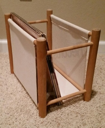 BEST OFFER Vinyl Record Storage LP  Album Holder Vintage Case Cloth Wood Display
