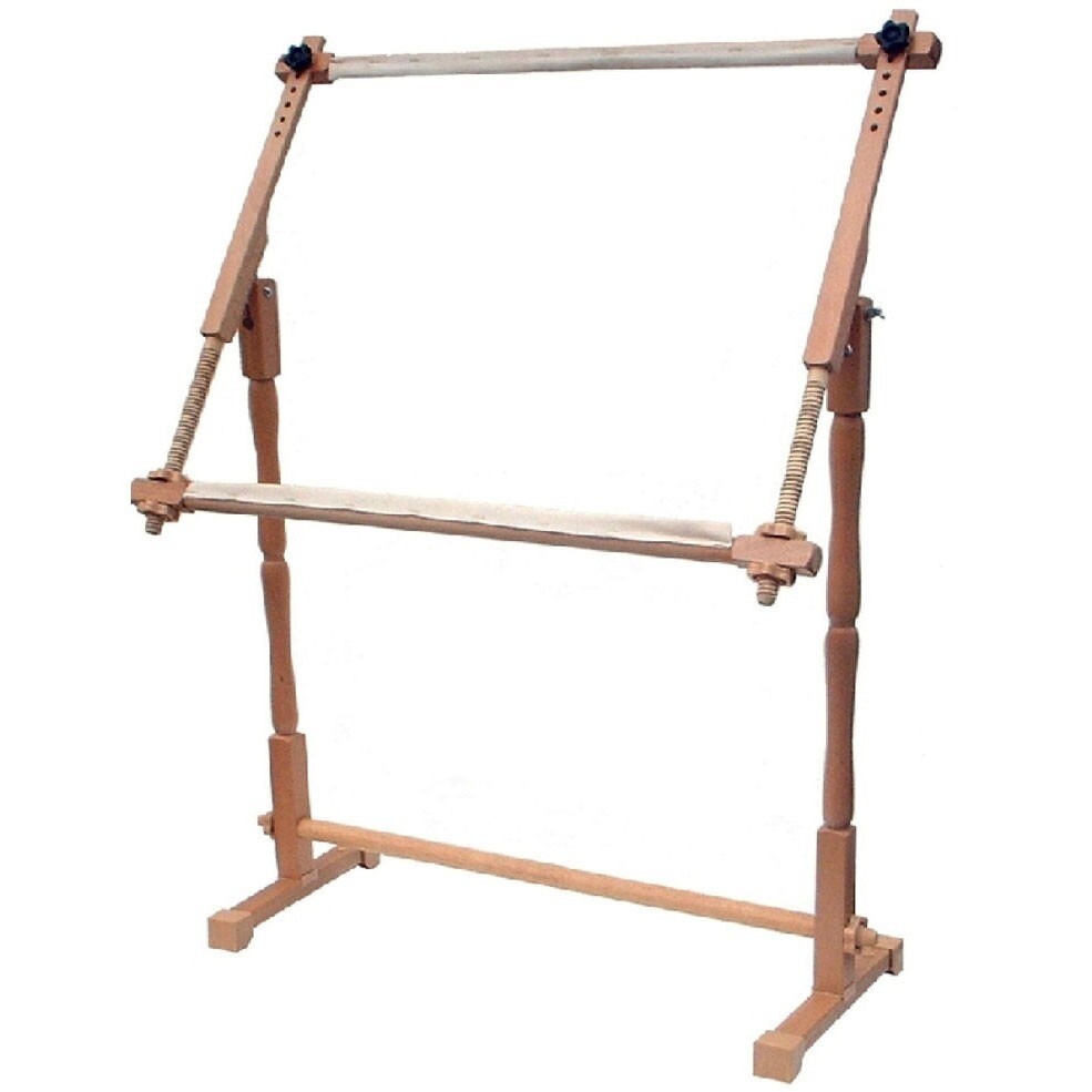 LARGE, FLOOR STANDING WOODEN TAPESTRY / CROSS STITCH ADJUSTABLE FRAME