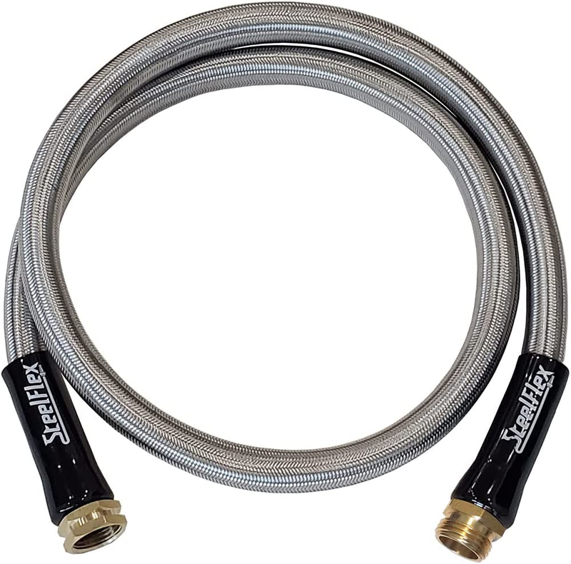 Leader Hose for Garden Hose Reel - 3/4” Braided Stainless Steel Outdoor Short Wa