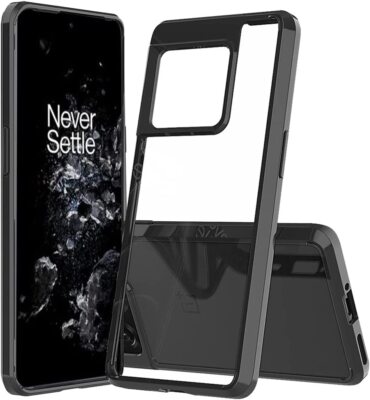 OnePlus 10T / OnePlus Ace Pro - Premium Hard TPU Rubber Black Clear Gummy Case
