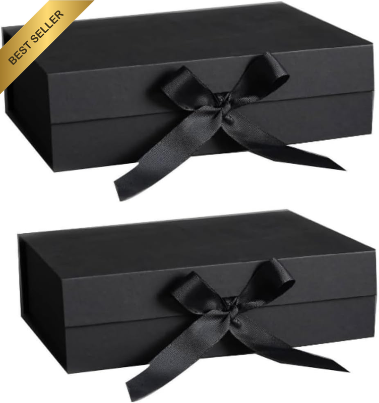 2Pcs Large Gift Box with Ribbon, 10.5