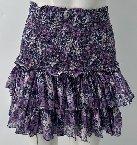 Isabel Marant Etoile purple floral flare tiered smocked top
