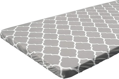 4 ft Gray Moroccan Rectangular Fitted Plastic Table Cover, W