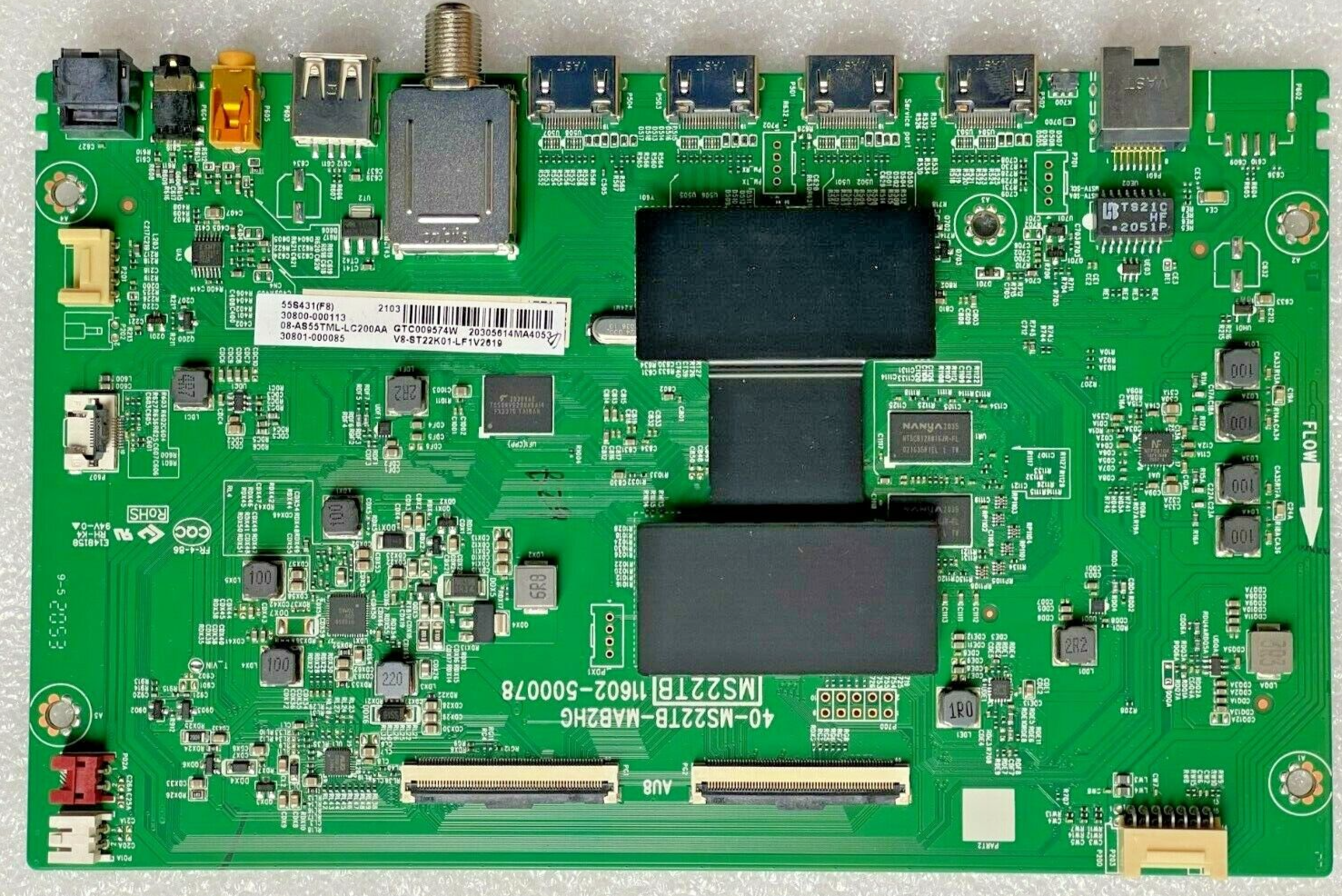 TCL 55S431 55S435 55S21 Main Board 08-AS55TML-LC200AA