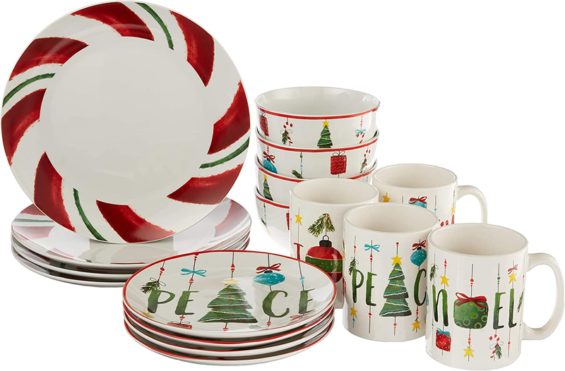 &ndash; 16-piece Christmas-themed Stoneware Dinner Party Collec