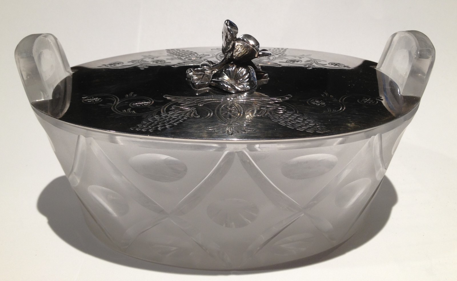 Antique Silver Plate and Cut Glass Butter Dish - Hukin & Heath, England