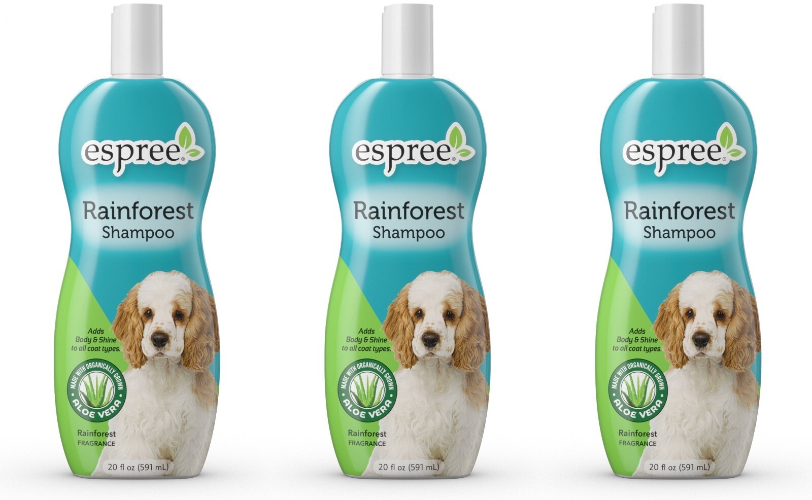 Espree Natural Pet Dog Rainforest Shampoo for Dogs Organic Aloe Vera 12 Oz. 3 Pk