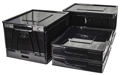 Collapsible Crate with Lid, 17.25 x 14.25 x 10.5 Inches, Black, 4-Pack (61809...