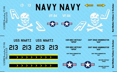 1/18 Scale GI Joe Skystriker VF-84 F-14 Tomcat Jolly Rogers Waterslide Decals