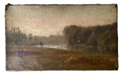 19th Century FRENCH IMPRESSIONISM Lively Landscape SISLEY ? Oil Canvas Painting