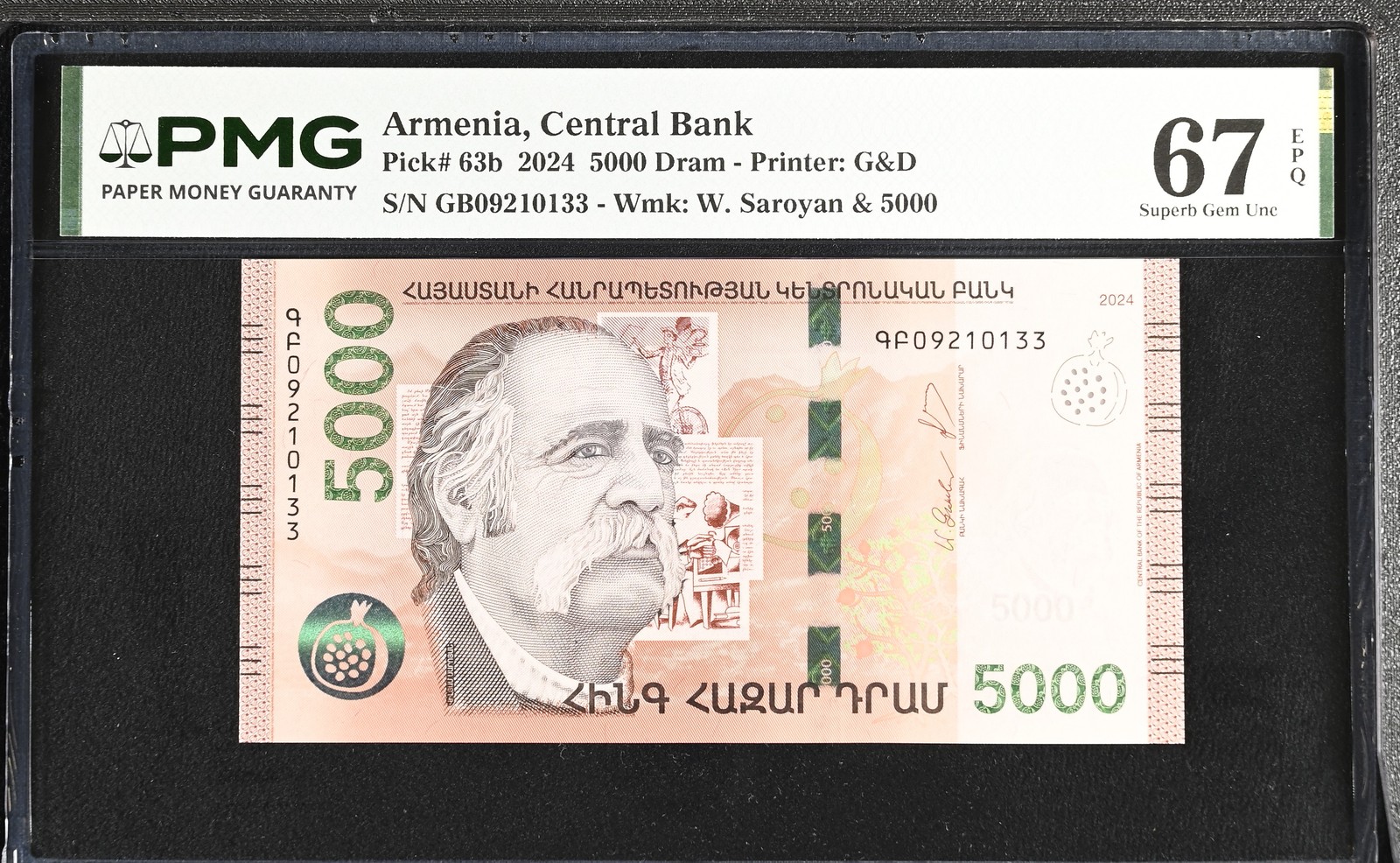 Armenia 5000 Dram 2024 P 63 b Superb Gem UNC PMG 67 EPQ
