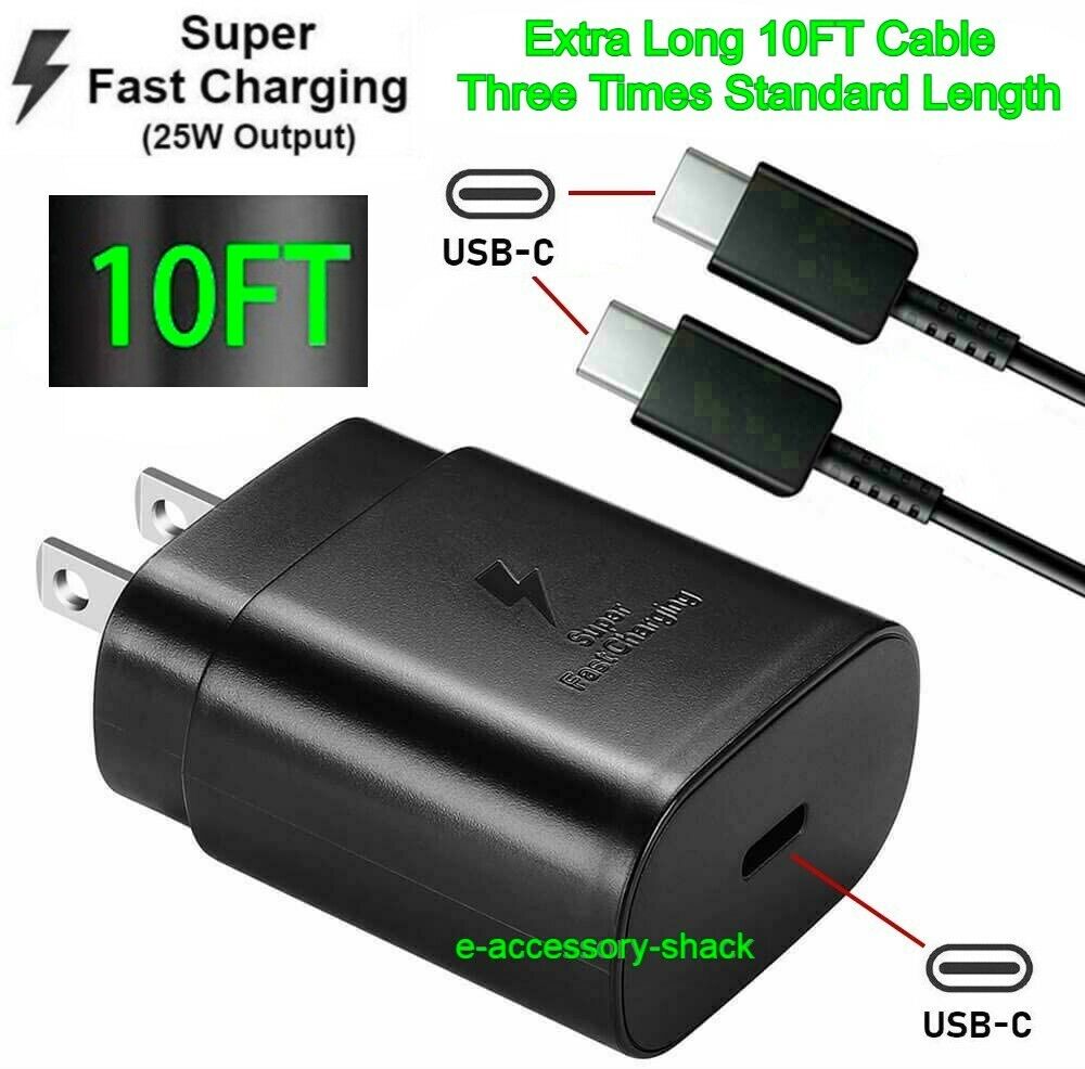 25w Type USB-C Super Fast Wall Charger+10FT Cable For Samsung Galaxy S20 S21 5G
