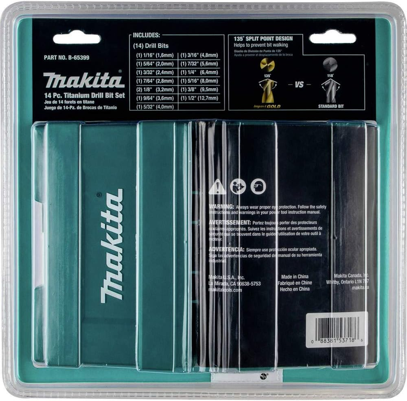 B-65399 Impact Gold 14 Pc. Titanium Drill Bit Set, 1/4 in. Hex Shank