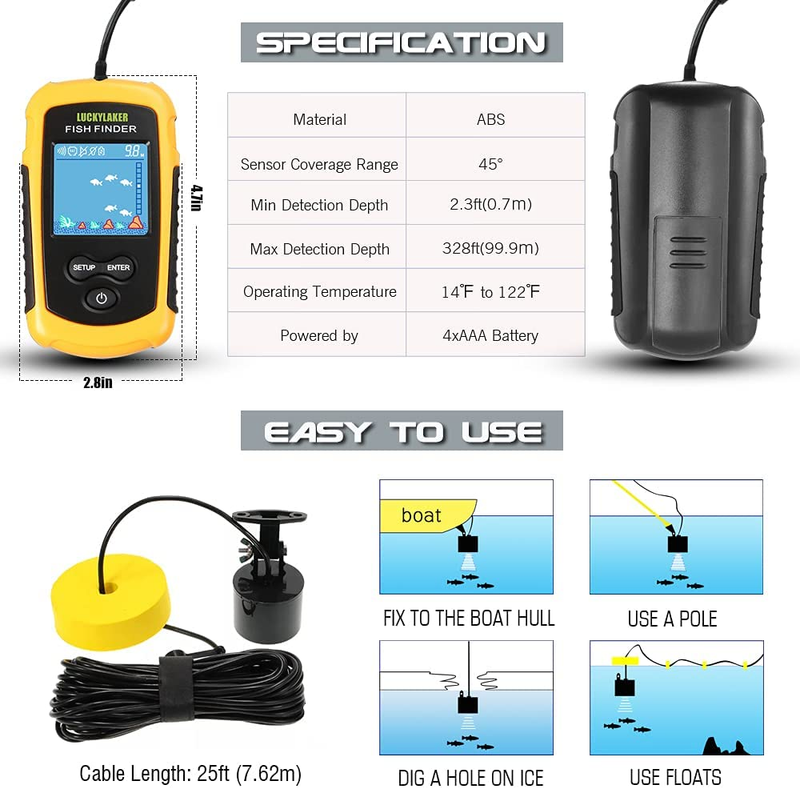 Depth Sonar Lcd Handheld Boat Ice Fishing Fishfinder