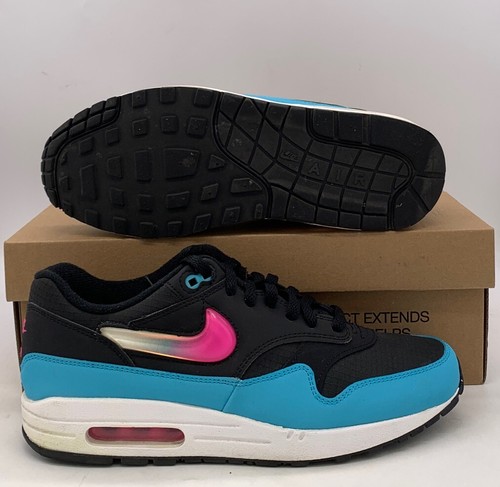 Nike Air Max 1 Jewel Swoosh Black Blue Furry Sneakers CI2450